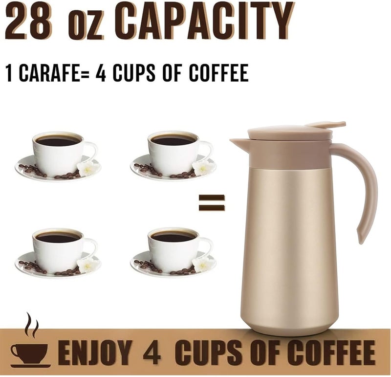 GearRoot 28oz Coffee Carafe Airpot Insulated Coffee Urn Stainless Steel Vacuum Thermal Pot Flask for Coffee, Hot Water, Tea, Hot Beverage - Image 3